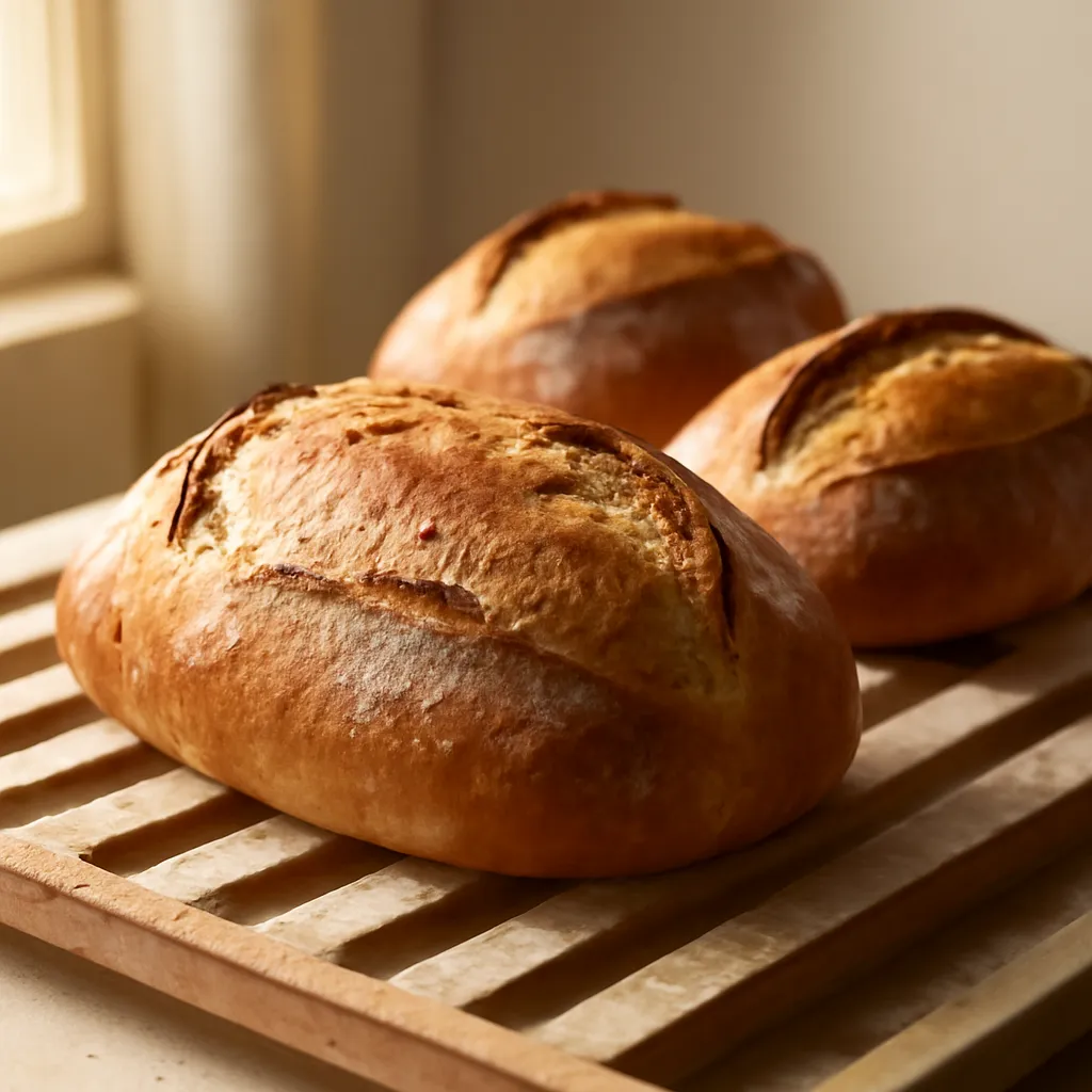 Freshly baked golden bread