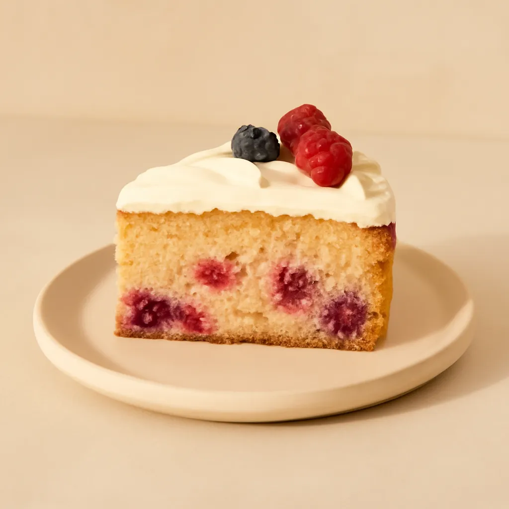 A slice of homemade berry cake